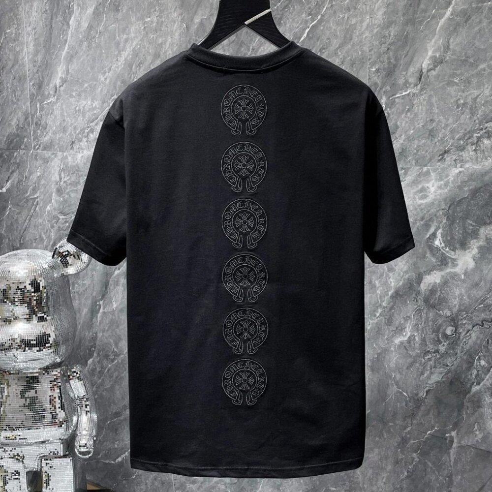 chrome hearts 23ss embroidered horseshoe cross Sanskrit letters short sleeves
